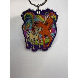 Lisa Frank Rainbow Chaser And Lollipop Horse Glitter Keychain Vintage 90s